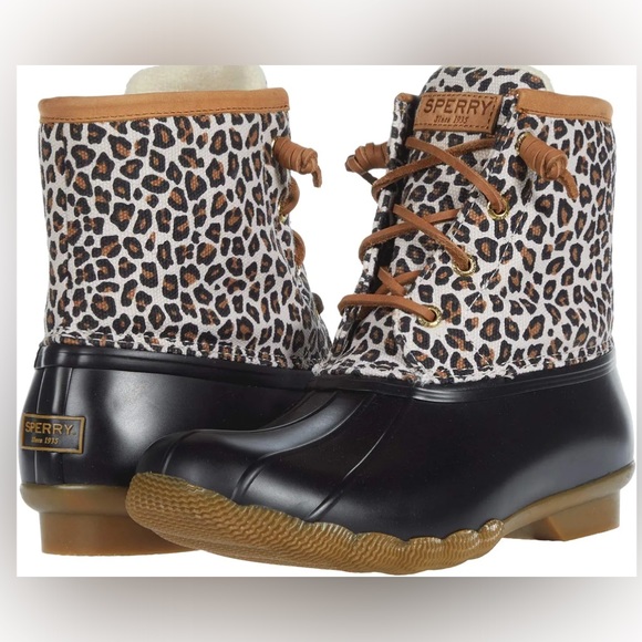 sperry animal print duck boots